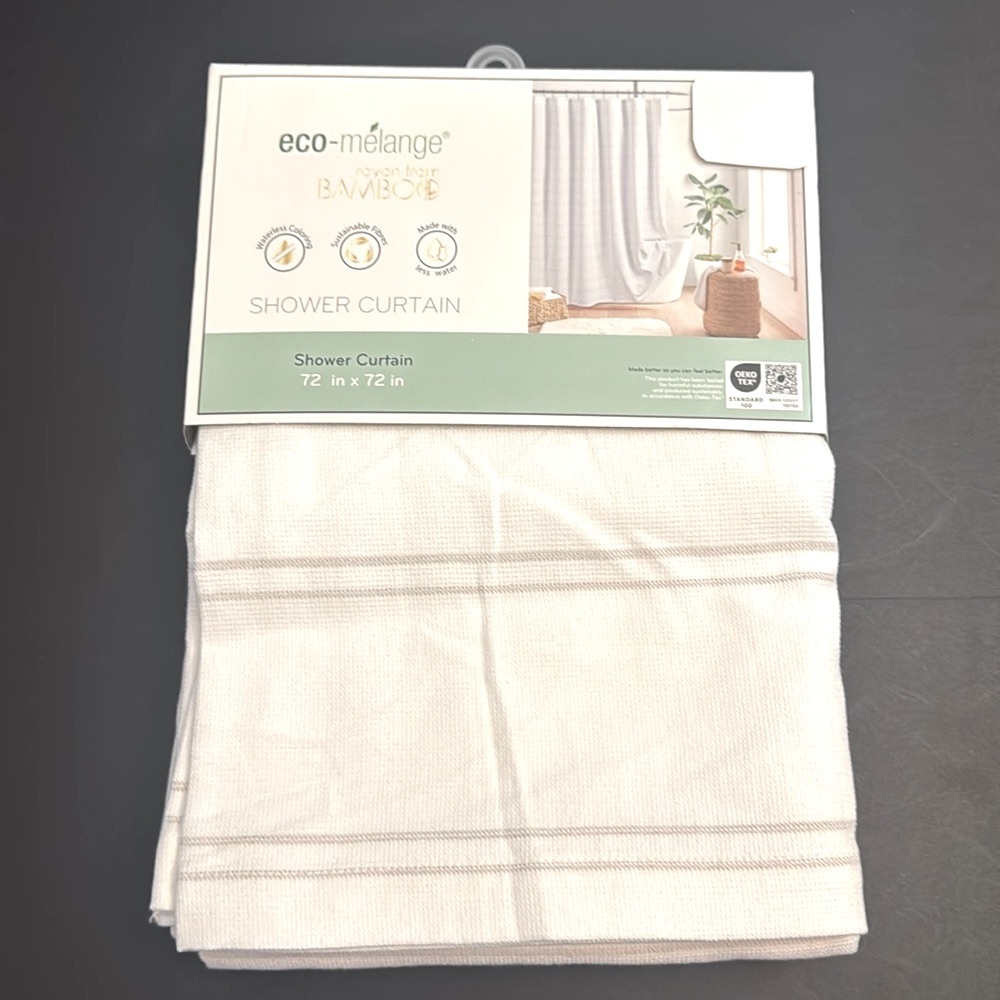 Eco-mélange Bamboo Shower Curtain - Waterless Coloring - Sustainable Fibers